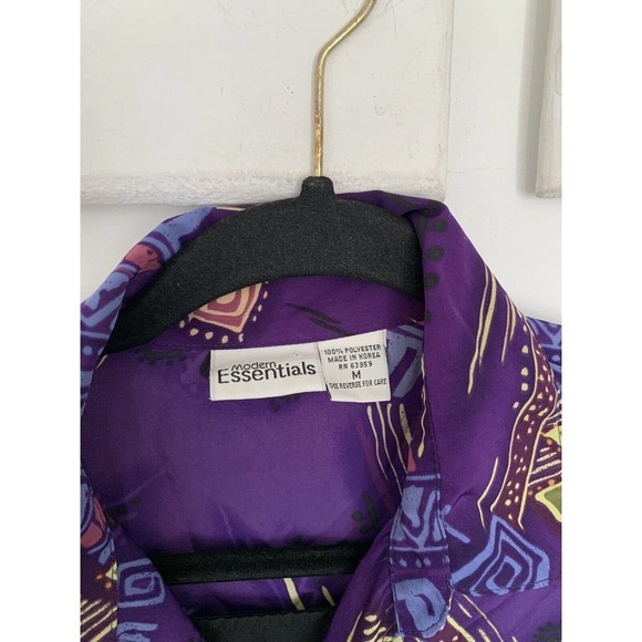 Modern essentials VTG Retro button down shirt built in tank Medium Purple - Picture 5 of 6